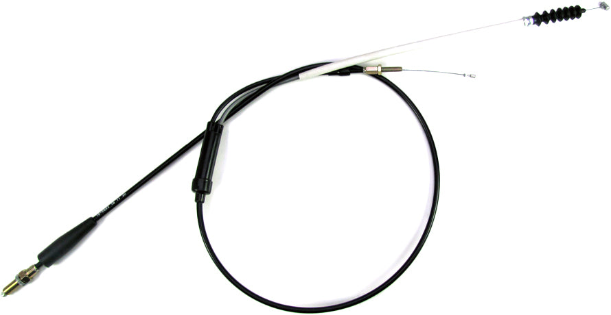 Motion Pro black vinyl throttle cable 70-0052 for motorcycle control lines, showing the cable with protective black vinyl coating.