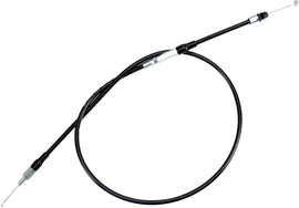 Motion Pro black vinyl throttle cable 70-0092 with metal fittings, designed for motorcycle control lines, shown coiled with connectors visible.