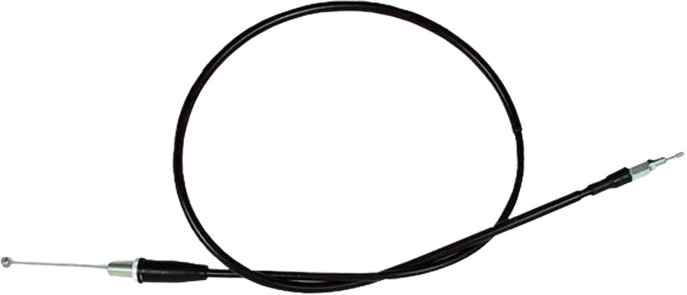Motion Pro black vinyl throttle cable for motorcycle, showing the flexible cable with metal fittings on both ends.