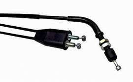 Motion Pro black vinyl throttle cable 70-5420 for motorcycle control lines, featuring a durable rubber and metal fitting.