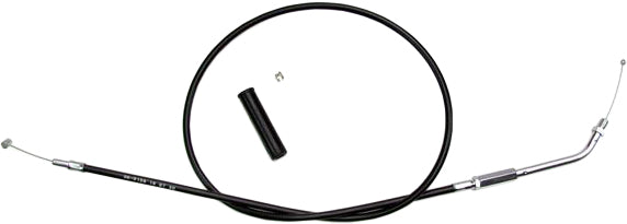 Motion Pro black vinyl throttle cable 70-6150 for motorcycle control lines, with metal fittings and protective black vinyl coating.