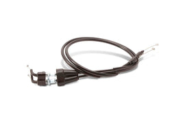 Motion Pro black vinyl throttle cable push-pull set for KTM and Husqvarna motorcycles, control line with durable construction.