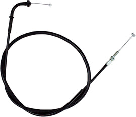 Motion Pro black vinyl throttle pull cable for motorcycle control lines, featuring durable construction and secure fittings.