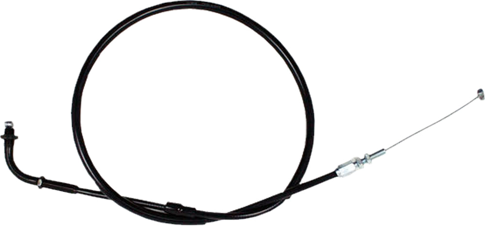 Motion Pro black vinyl throttle pull cable for motorcycle or ATV, showing the flexible cable with metal fittings and black outer sheath.