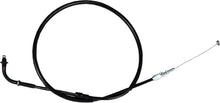 Load image into Gallery viewer, Motion Pro black vinyl throttle pull cable for motorcycle or ATV, showing the flexible cable with metal fittings and black outer sheath.