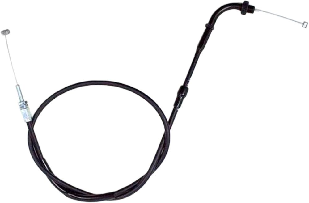 Motion Pro black vinyl throttle pull cable for motorcycle control lines, 70-2285, with durable cable and handle attachment.