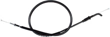 Load image into Gallery viewer, Motion Pro black vinyl throttle pull cable for motorcycles, showing the sturdy cable and protective outer coating.