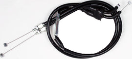 Motion Pro black vinyl throttle pull cable for motorcycle control lines, with metal fittings and flexible cable design.