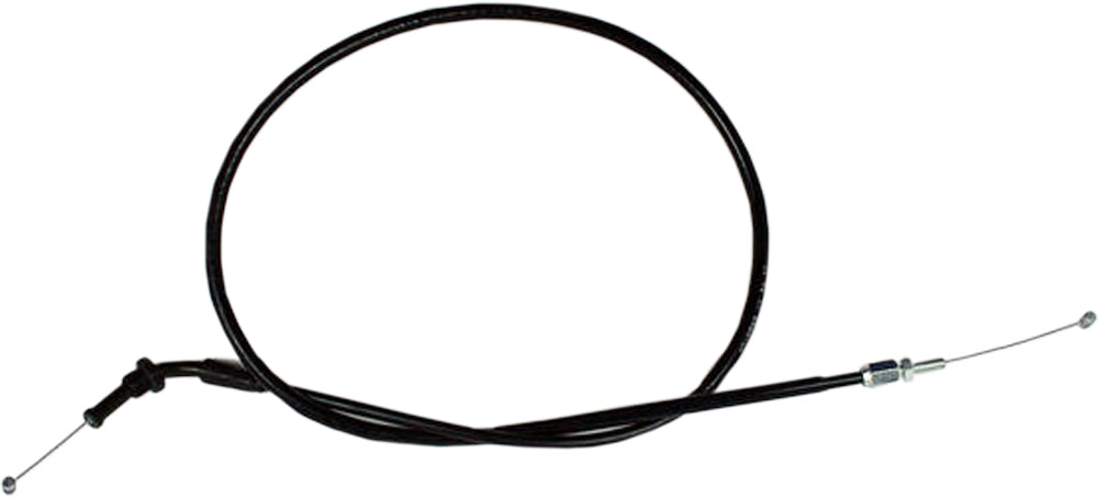 Motion Pro black vinyl throttle push cable 70-2095, a durable control line for motorcycle throttle systems, shown coiled with connectors.