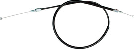 Black vinyl throttle push cable by Motion Pro, used for motorcycle control lines, with metal fittings and flexible outer sheath.