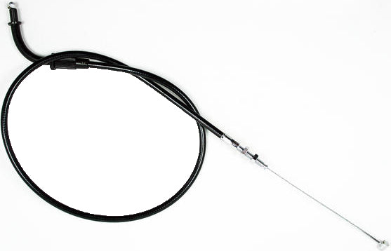 Motion Pro black vinyl throttle push cable for motorcycle control lines, featuring durable construction and precise fitting.