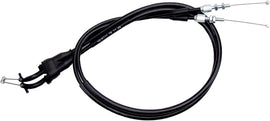 Motion Pro black vinyl throttle push-pull cable set for motorcycle control lines, featuring durable cables with secure fittings.