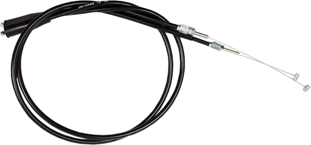 Motion Pro black vinyl throttle push-pull cable set for motorcycle control lines, durable and flexible for smooth operation.