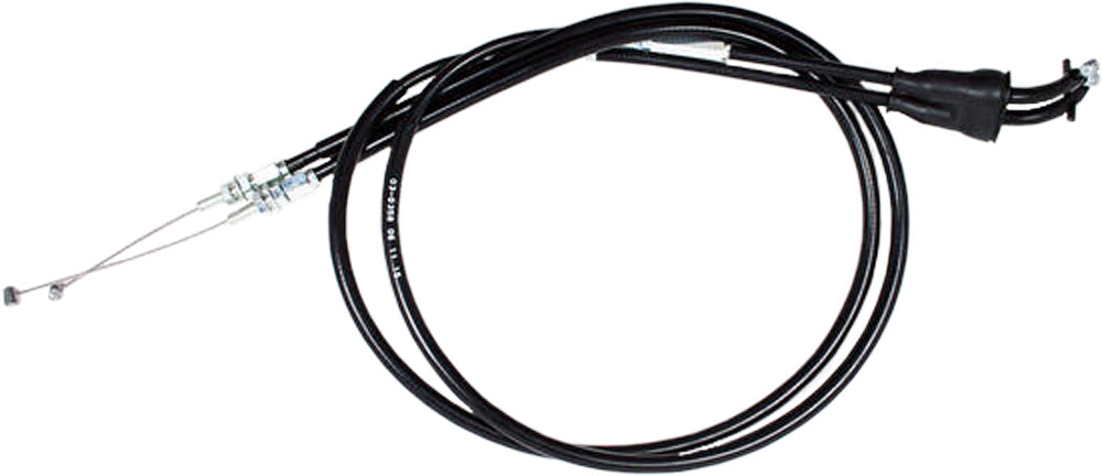 Motion Pro black vinyl throttle push-pull cable set for motorcycle control lines, showing cables with connectors and protective outer sheath.