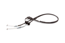 Load image into Gallery viewer, Motion Pro black vinyl throttle push-pull cable set for motorcycle control lines, showing the cables with connectors and protective housing.