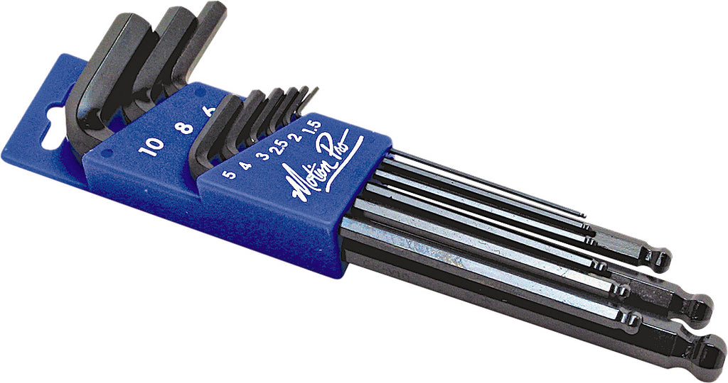 Motion Pro Ball End Allen Set 57-8185 with durable metal tips and ergonomic handles for precise screw driving in tools and hardware applications.