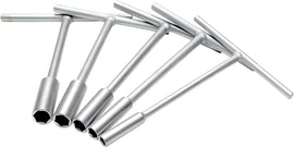 Motion Pro Mini-Pro T-Handle Set with five tools, compact T-handle design for precise torque application, ideal for motorcycle maintenance.