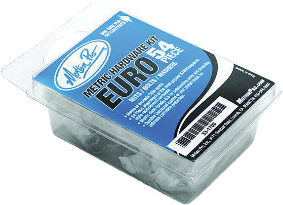 Motion Pro Euro Metric Hardware Kit 57-31700 with various tools and fasteners for motorcycle maintenance and repair.