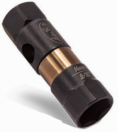 Motion Pro 14mm plug socket, durable tool for motorcycle maintenance, featuring a sturdy design and precise fit.