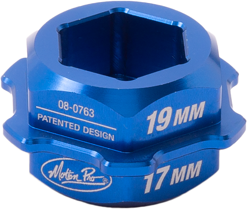 Motion Pro T6 Adapter 30mm to 17/19mm tools for motorcycle maintenance, showing the compact metal connector in silver.