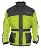 Nelson-Rigg Solostorm Hi-Vis Yellow and Black jacket with reflective accents, designed for high visibility and safety.