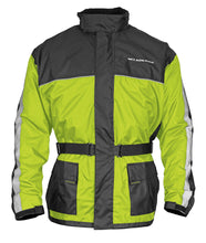 Load image into Gallery viewer, Nelson-Rigg Solostorm Hi-Vis Yellow and Black jacket in large size, showing reflective safety features and waterproof material.