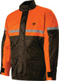 Nelson-Rigg Stormrider Rain Suit in bright orange, featuring a two-piece design with waterproof material and adjustable hood.