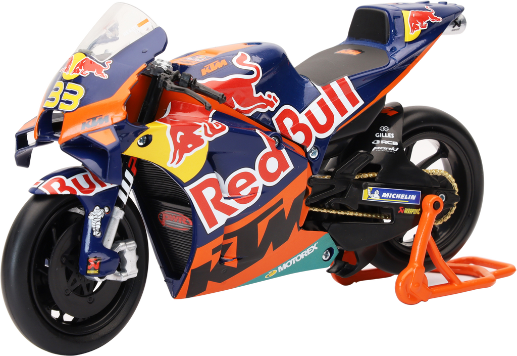 New Ray Toys 1:12 Red Bull KTM Brad Binder motorcycle accessory, detailed model with red and KTM branding.