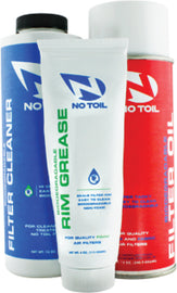No Toil Filter Maintenance Kit 3-pack with chemicals for cleaning and maintaining motorcycle or air filters.