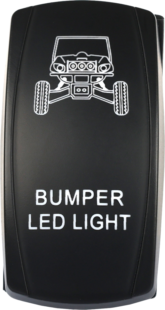 Open Trail bumper lights LED switch with backlit design, used for vehicle lighting control, featuring durable switch mechanism.