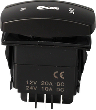 Load image into Gallery viewer, Open Trail momentary LED winch switch with backlit design, used for vehicle winch control, in black with labeled buttons.