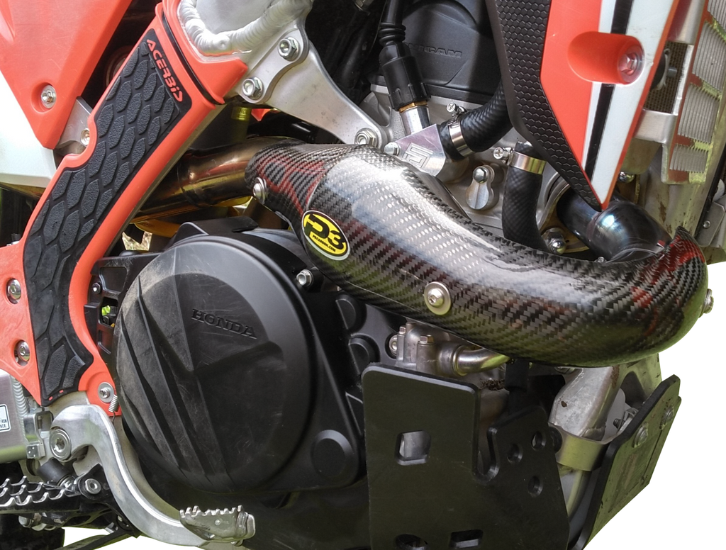 P3 Heat Shield Carbon exhaust guard for FMF Honda HON 670-205077, showcasing a sleek black carbon fiber design.