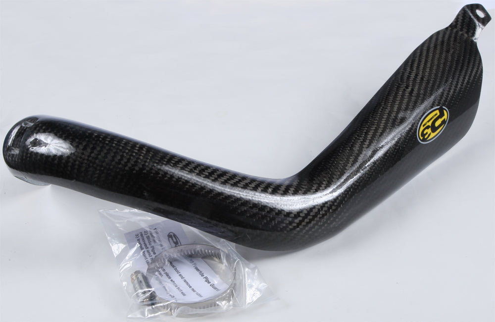 P3 Carbon Fiber Pipe Guard for exhaust system, sleek black protective cover with P3 branding and carbon fiber texture.