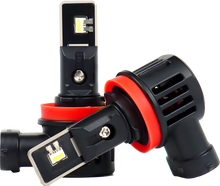 Load image into Gallery viewer, Pathfinder H11 high intensity LED bulb with 6000 lumens and 24W for vehicle illumination, showing the bright LED light and bulb design.