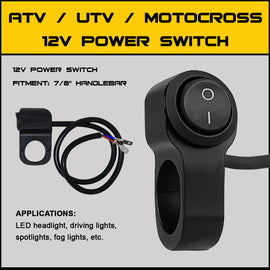 Pathfinder illumination power switch mount with 22mm diameter and 18-inch power cable for boat or vehicle lighting systems