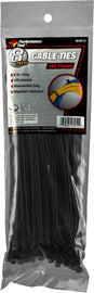 Performance Tool cable ties, 8-inch, pack of 100, durable nylon fasteners for organizing and securing cables and wires.