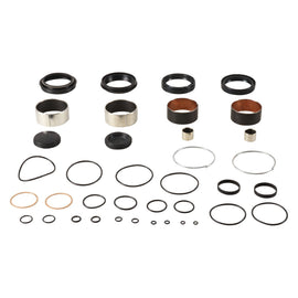 Pivot Works suspension seal and bushing kit for forks, showing installed components on a motorcycle suspension system.