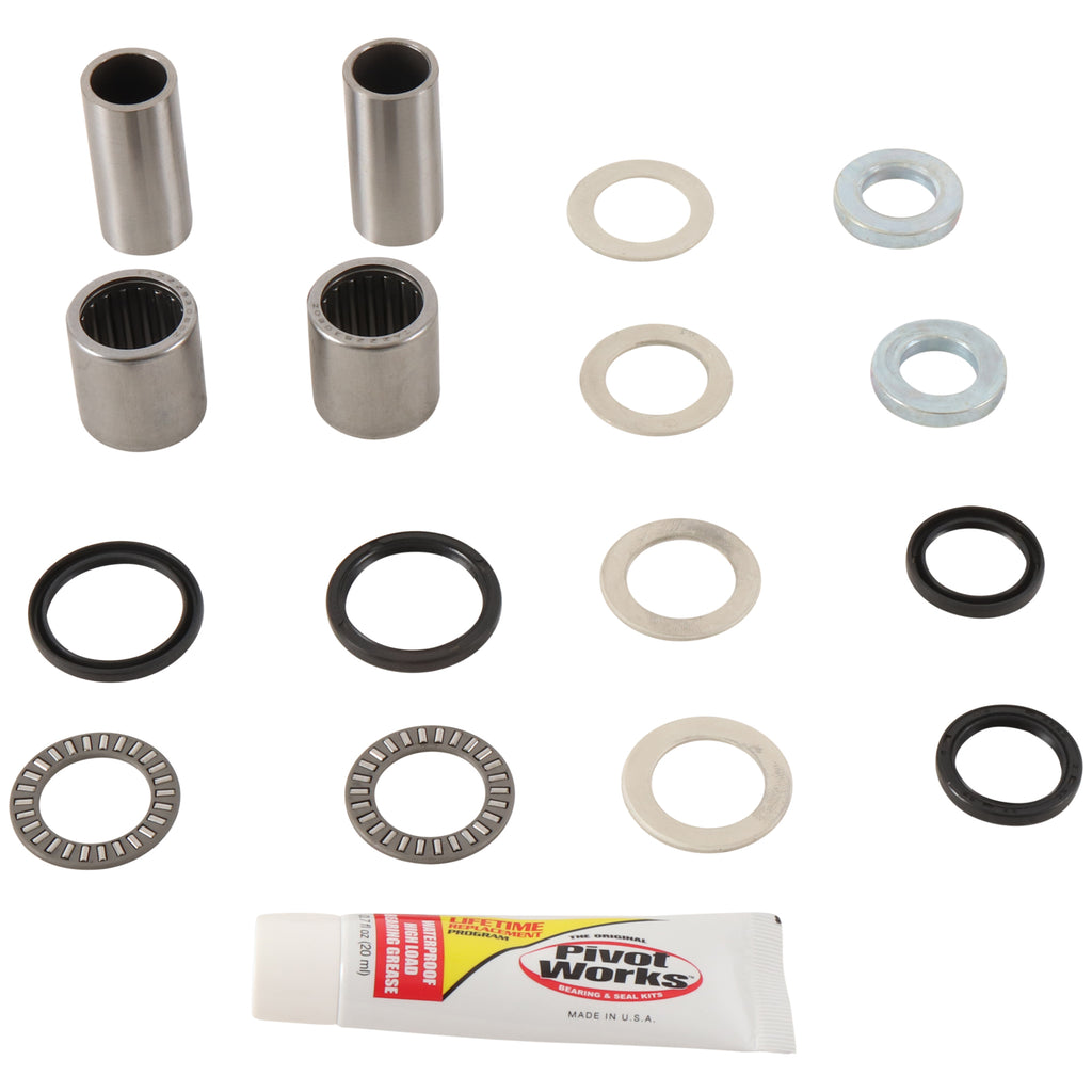 Pivot Works Swingarm Kit 52-02111 for suspension systems, showcasing the assembled swingarm components on a clean backdrop.
