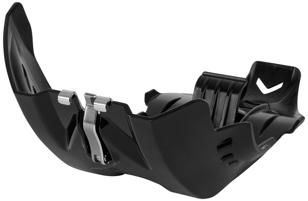 Polisport Plastics Fortress black skid plate with link protector for motorcycle body protection, model 64-847211.
