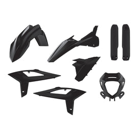 Polisport Plastics black full enduro body kit for Beta motorcycles, includes front and rear body panels, durable plastic construction.