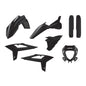 Polisport Plastics black full enduro body kit for Beta motorcycles, includes front and rear body panels, durable plastic construction.