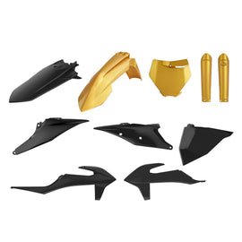 Polisport Plastics full plastic kit for KTM in gold and black, includes body panels and protective parts.