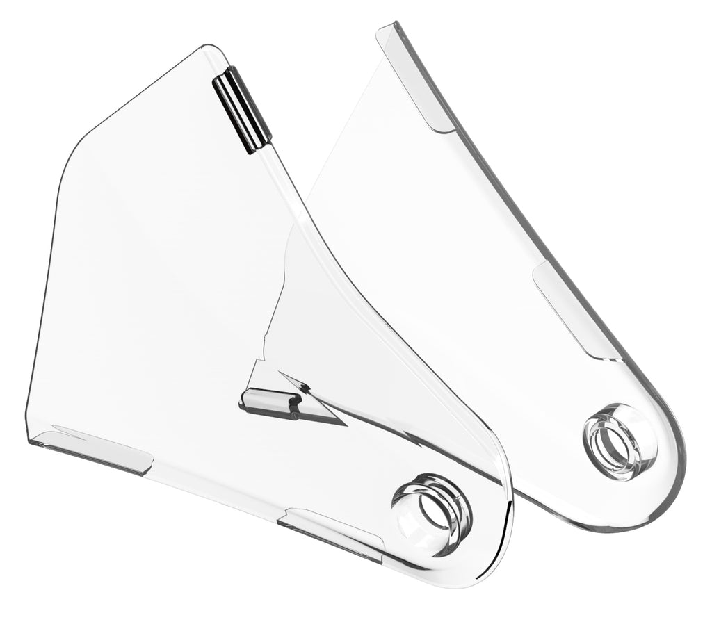 Polisport Plastics clear graphic guards for Kawasaki motorcycle body protectors, featuring detailed graphics and durable plastic material.