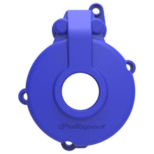 Load image into Gallery viewer, Polisport Plastics blue ignition cover protector for motorcycle, body part with detailed design visible in the image.