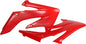 Red Polisport Plastics radiator shroud body for 64-4132 model, designed for motorcycle cooling system, visible with mounting points.