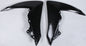 Black Polisport Plastics radiator shrouds for body of motorcycle, part number 64-6352, with detailed design and mounting points visible.