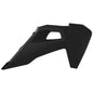 Black Polisport Plastics radiator shrouds for body panels, model 64-69025, designed for motorcycle radiator protection.