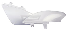 Load image into Gallery viewer, Polisport Plastics white side number plate for motocross bikes, featuring a sleek body design and mounting holes.