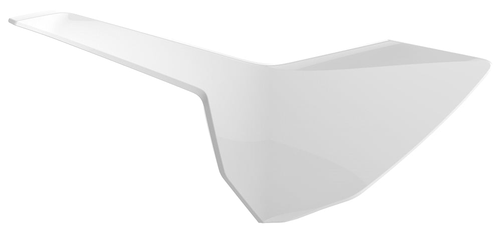 White Polisport Plastics side number plate for motorcycle, featuring a sleek body design and mounting holes for easy installation.