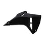Polisport Plastics radiator scoops for Honda CRF black replacement parts, shown in the image.